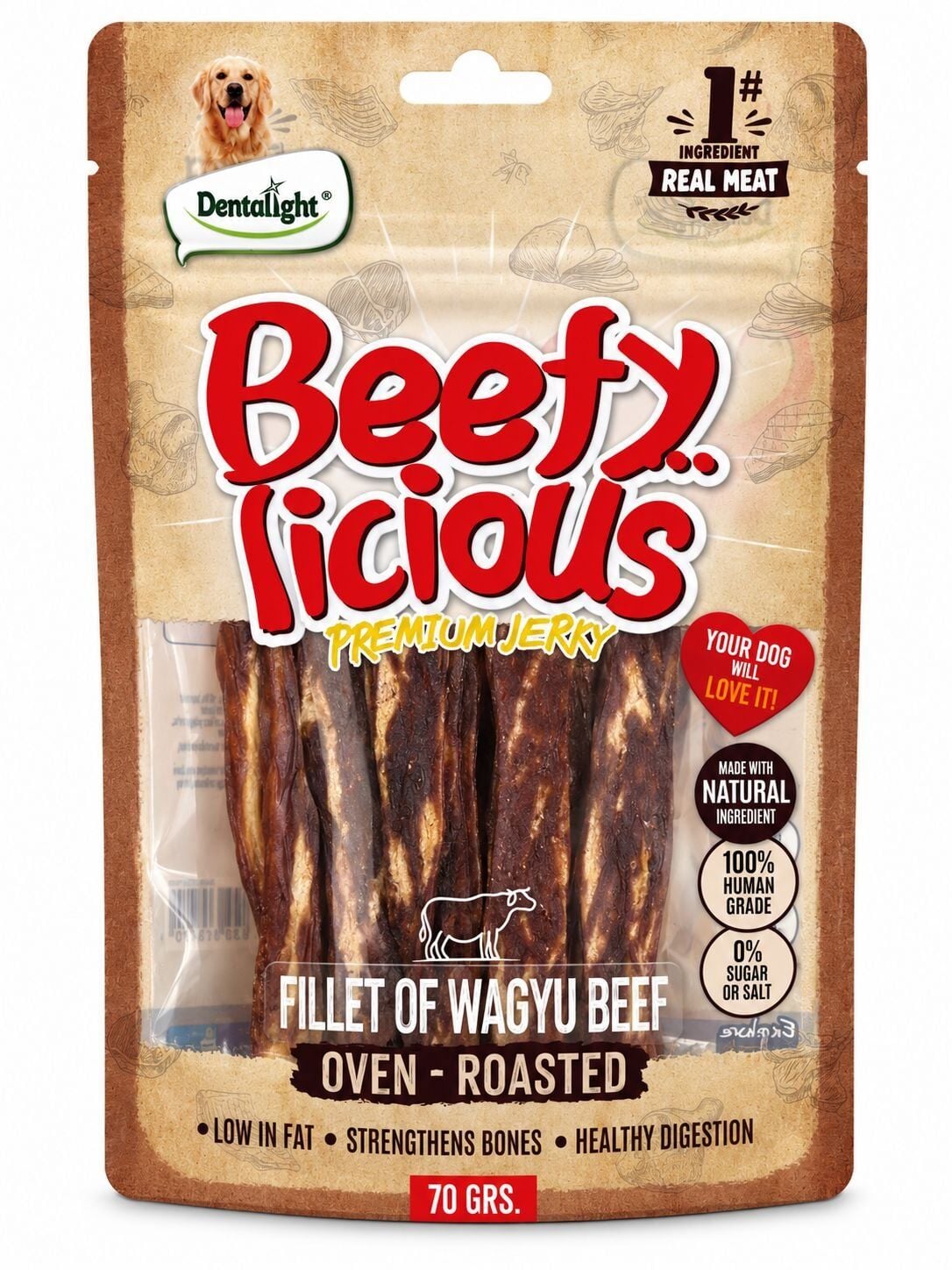 DENTALİGHT DOG BEEFY LİCİOUS OF WAGYU BEEF 70G TEKLİ