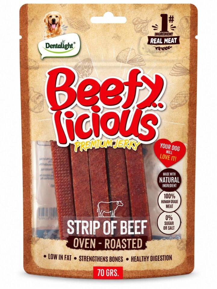 DENTALİGHT DOG BEEFY LİCİOUS STRİP OF BEEF 70G TEKLİ