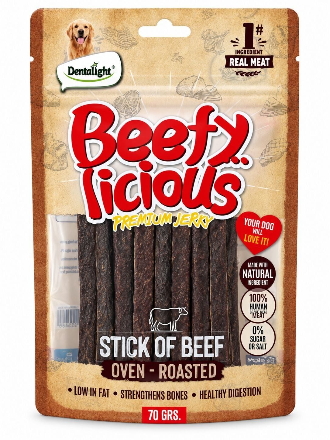 DENTALİGHT DOG BEEFY LİCİOUS STİCK OF BEEF 70G TEKLİ