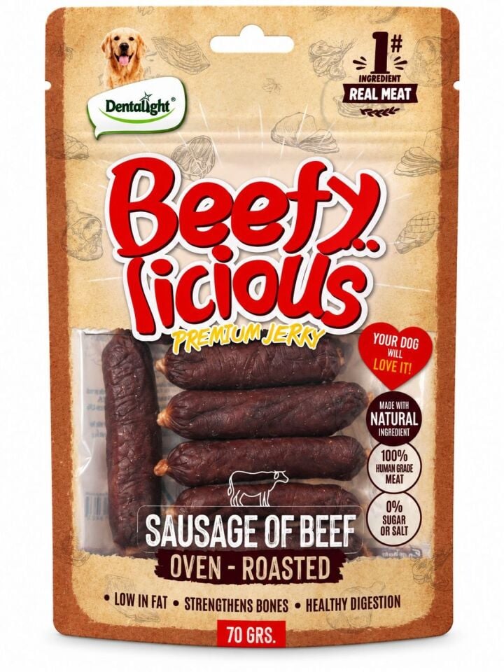 DENTALİGHT DOG BEEFY LİCİOUS SAUSAGE OF BEEF 70G TEKLİ