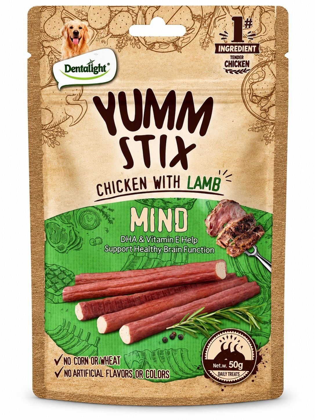 DENTALİGHT DOG YUMM STİCK CHİCKEN&LAMB-MİND 50 GR TEKLİ