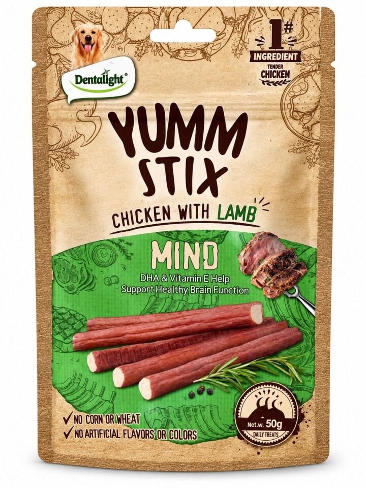 DENTALİGHT DOG YUMM STİCK CHİCKEN&LAMB-MİND 50 GR TEKLİ