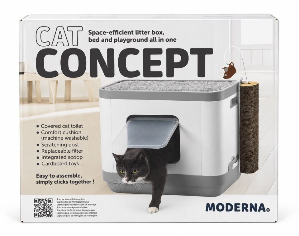 MODERNA CAT CONCEPT TIRMALAMALI KAPALI KEDİ TUVALET - GRİ