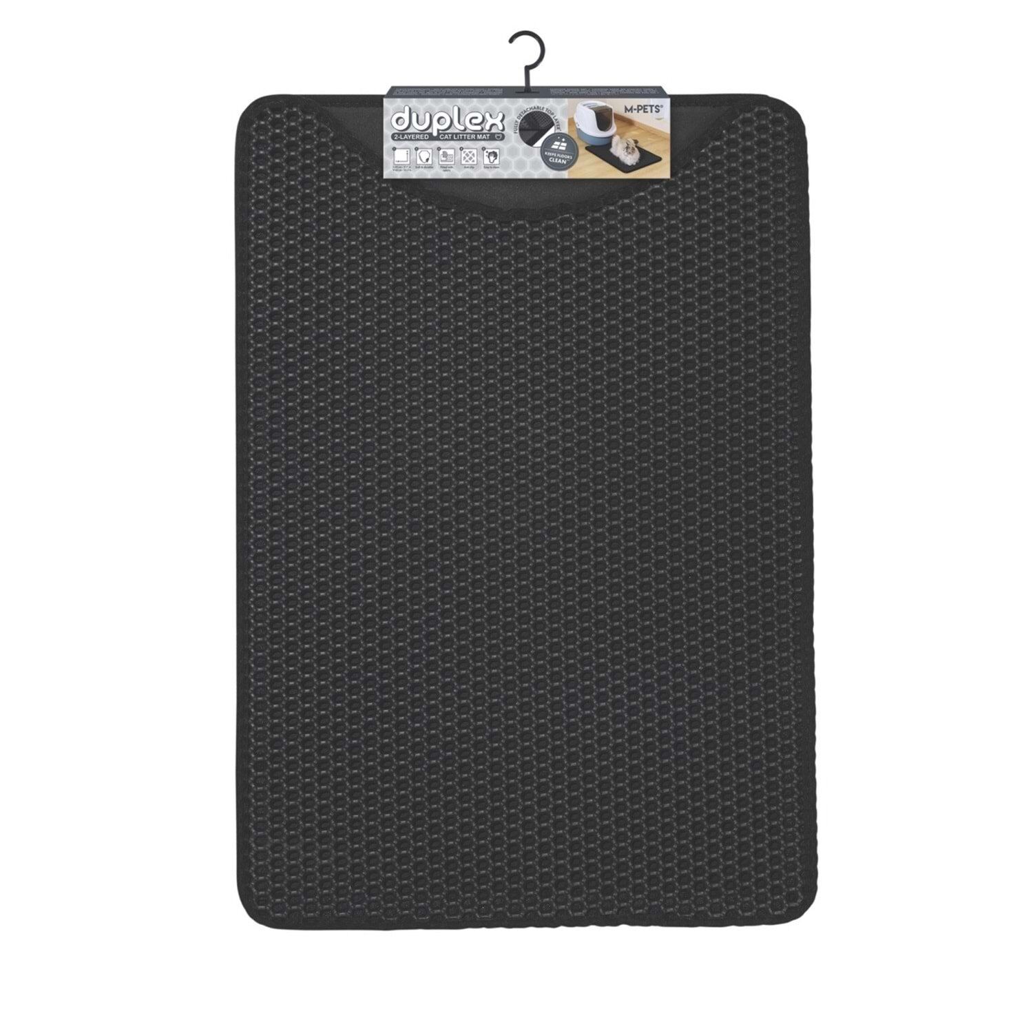 M-PETS DUPLEX ELEKLİ KEDİ KUMU PASPASI SİYAH 45X65CM