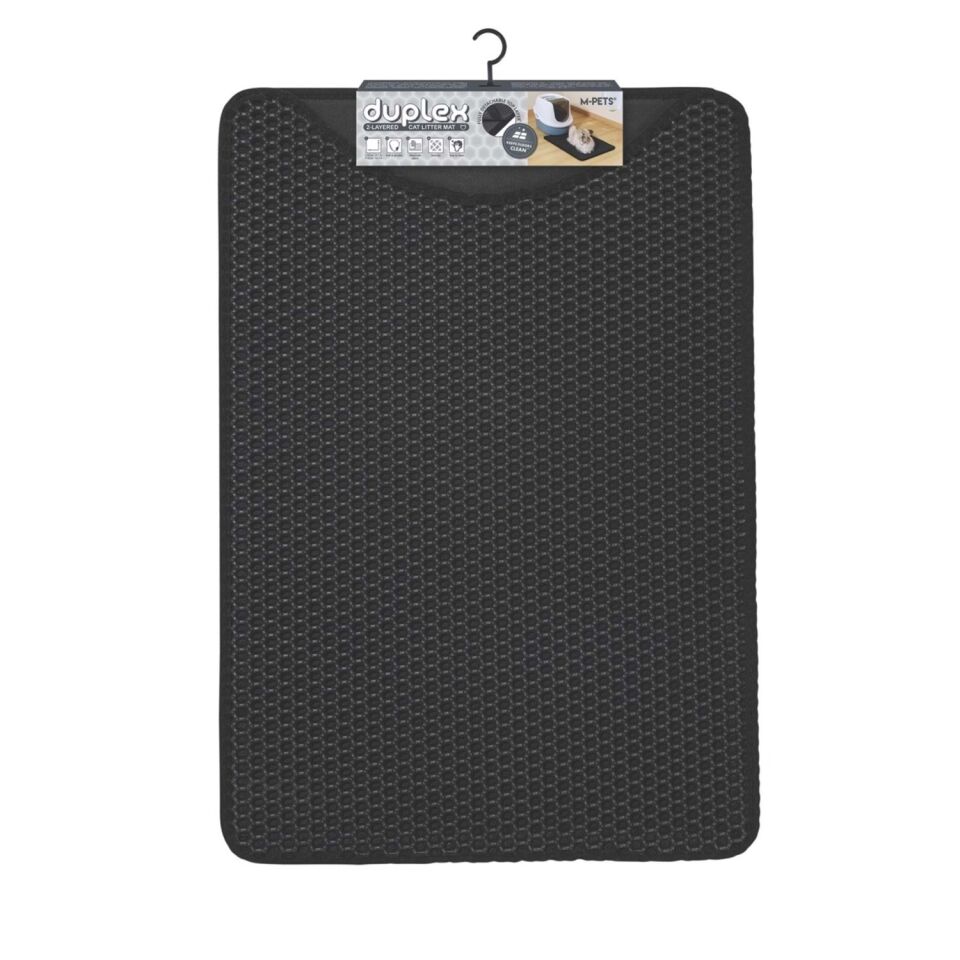 M-PETS DUPLEX ELEKLİ KEDİ KUMU PASPASI SİYAH 45X65CM