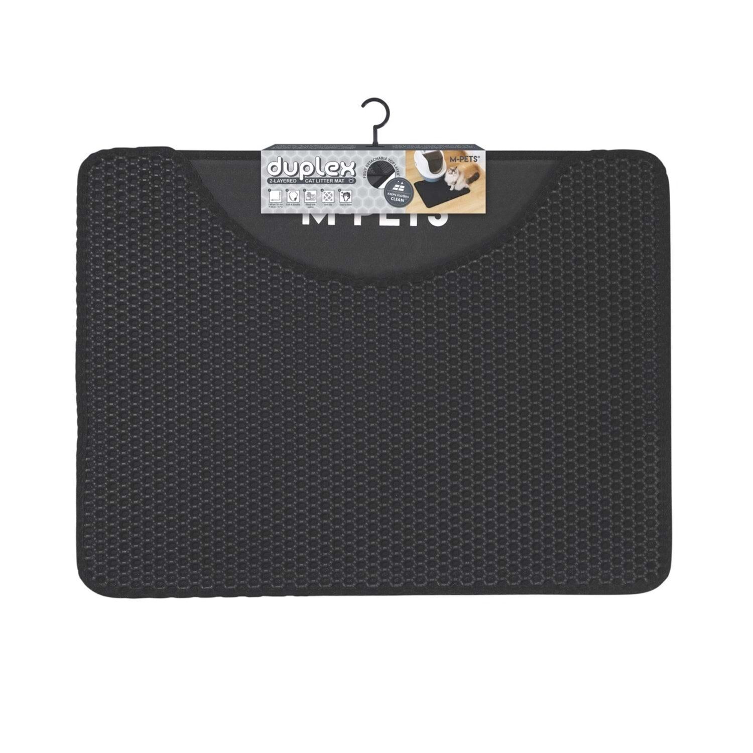 M-PETS DUPLEX ELEKLİ KEDİ KUMU PASPASI SİYAH 60X45CM