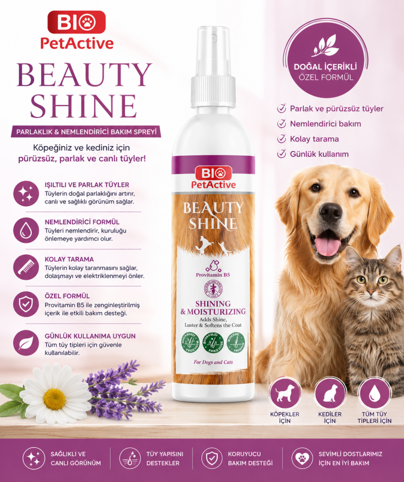 BİO PETACTİVE BEAUTY SHINE 100 ML (TUY PARLATICI SPREY)