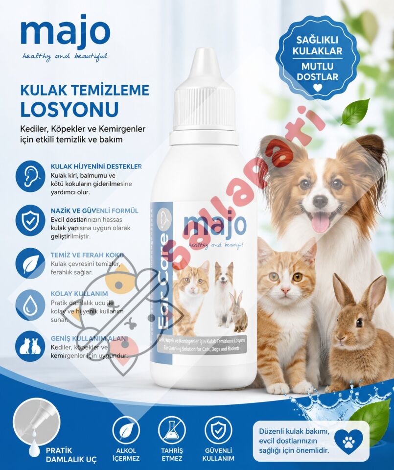 MAJO EAR CARE KEDİ,KÖPEK VE KEMİRGENLER İÇİN KULAK BAKIM SOLÜSYONU