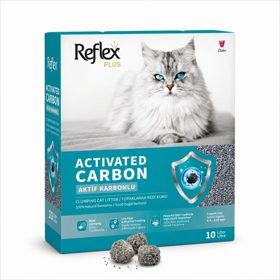 REFLEX BOX 10 LT ACTİVE CARBON GRİ KEDİ KUMU