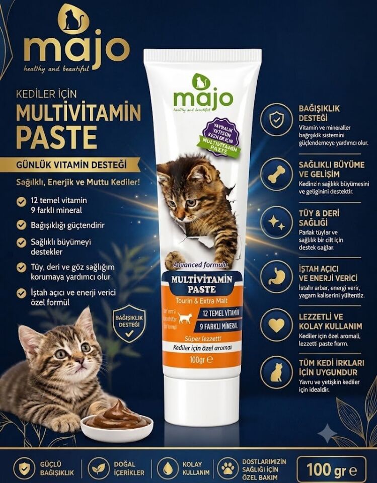 Kedi Multivitamin Macunu Taurin & Extra Malt 100 ml (TURUNCU)