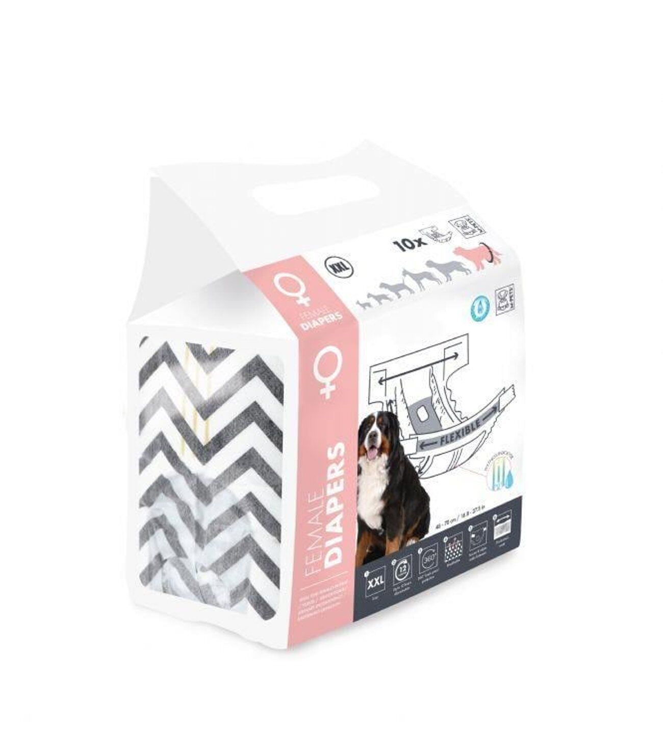 M-PETS DIAPERS DİŞİ KÖPEKLER İÇİN KÜLOT (M) 10LU