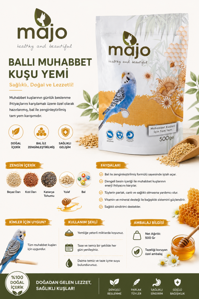 Ballı Muhabbet Kuşu Yemi 500 Gr
