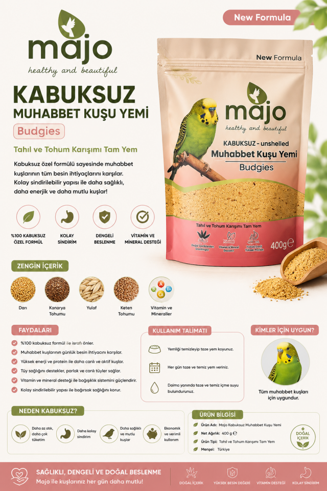Kabuksuz Muhabbet Kuşu Yemi 400g