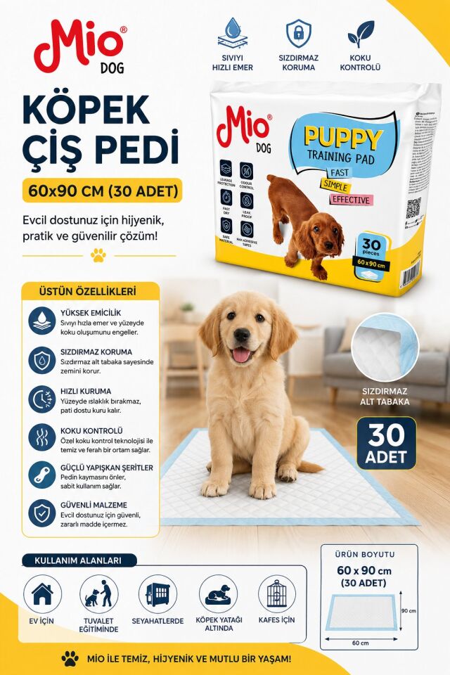MİO KÖPEK ÇİŞ PEDİ 60X90 CM (30 ADET) 6LI