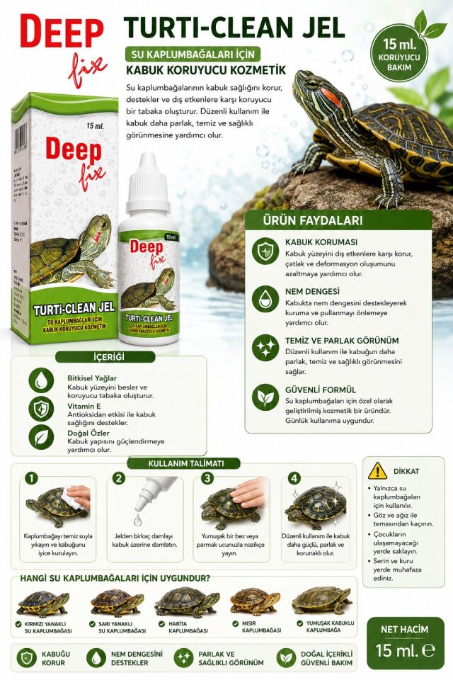 DEEP TURTI CLEAN JEL 15ML (KAPL.KABUK KORUYUCU)