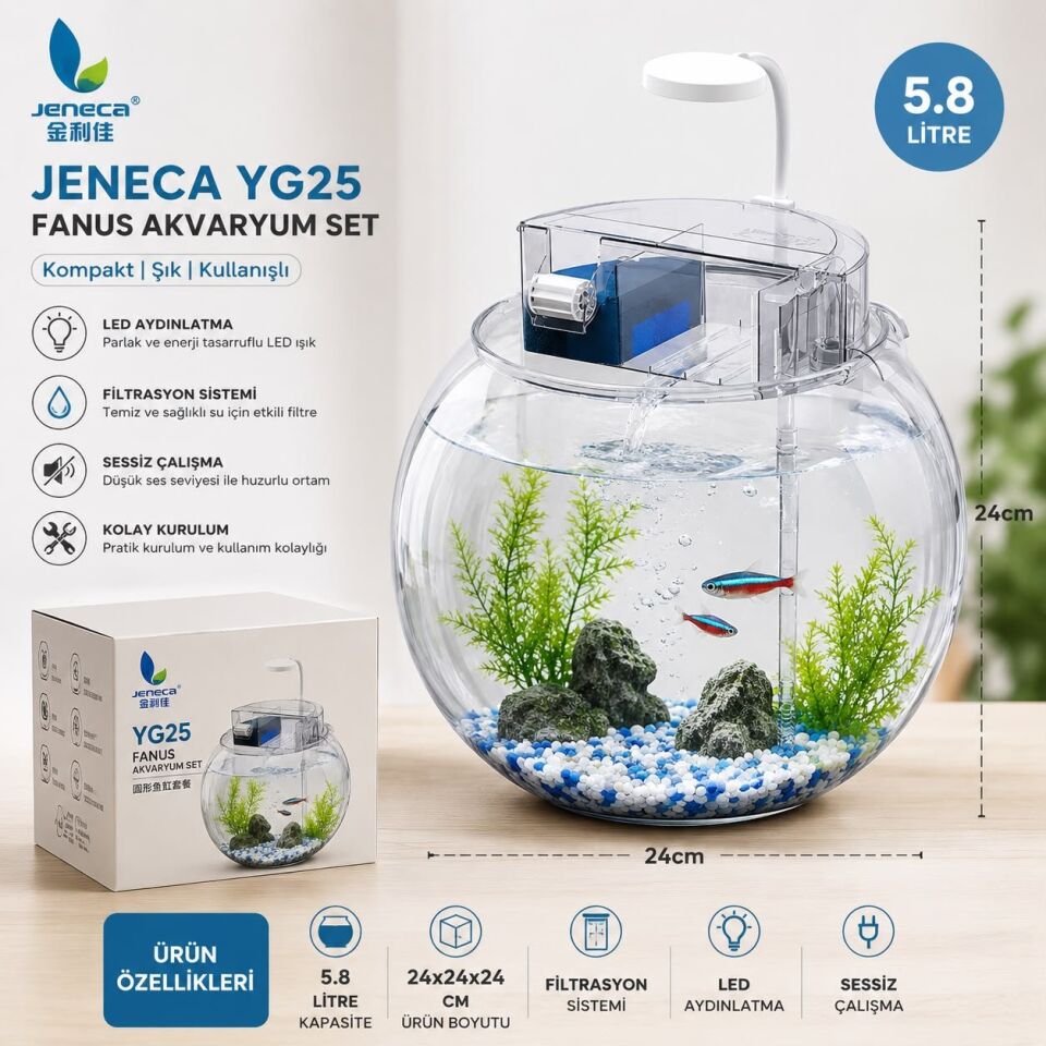 JENECA YG-25 FANUS AKVARYUM SETİ 24 X 24 X 24 CM