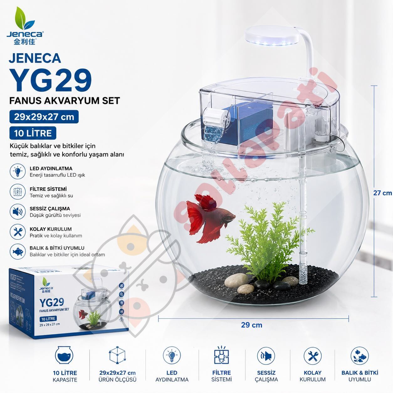 JENECA YG-29 FANUS AKVARYUM SETİ 29x29x27 CM (10L)