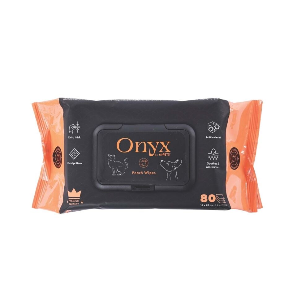 M-PETS ONYX ŞEFTALİ KOKULU KEDİ ve KÖPEKLER İÇİN TEMİZLEME MENDİLİ 80Lİ