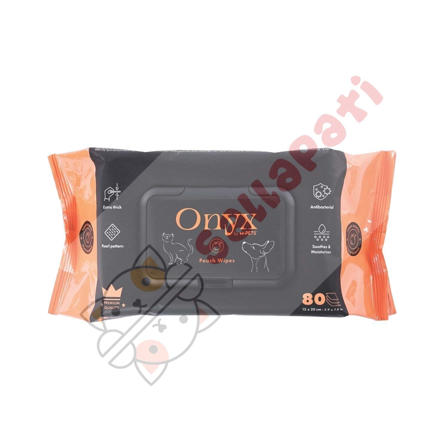 M-PETS ONYX ŞEFTALİ KOKULU KEDİ ve KÖPEKLER İÇİN TEMİZLEME MENDİLİ 80Lİ